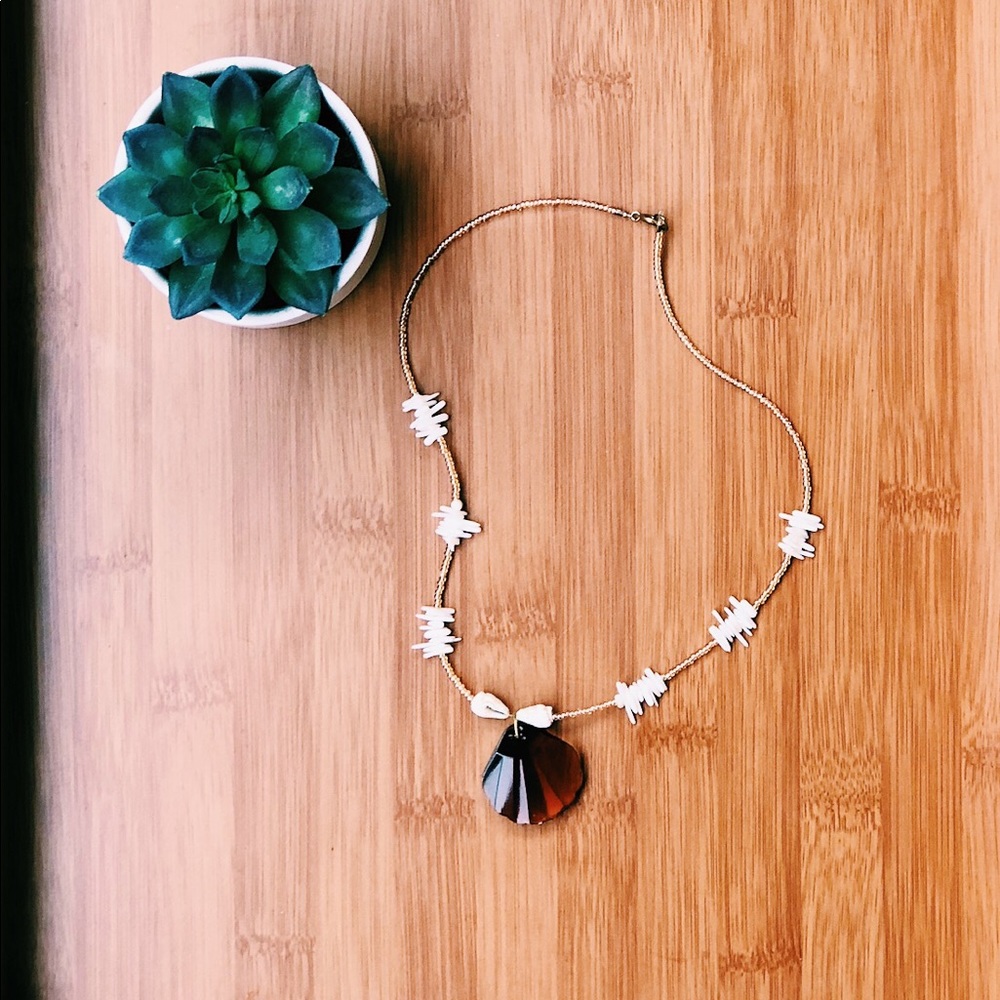Handmade beach boho beaded necklace (17 inches)